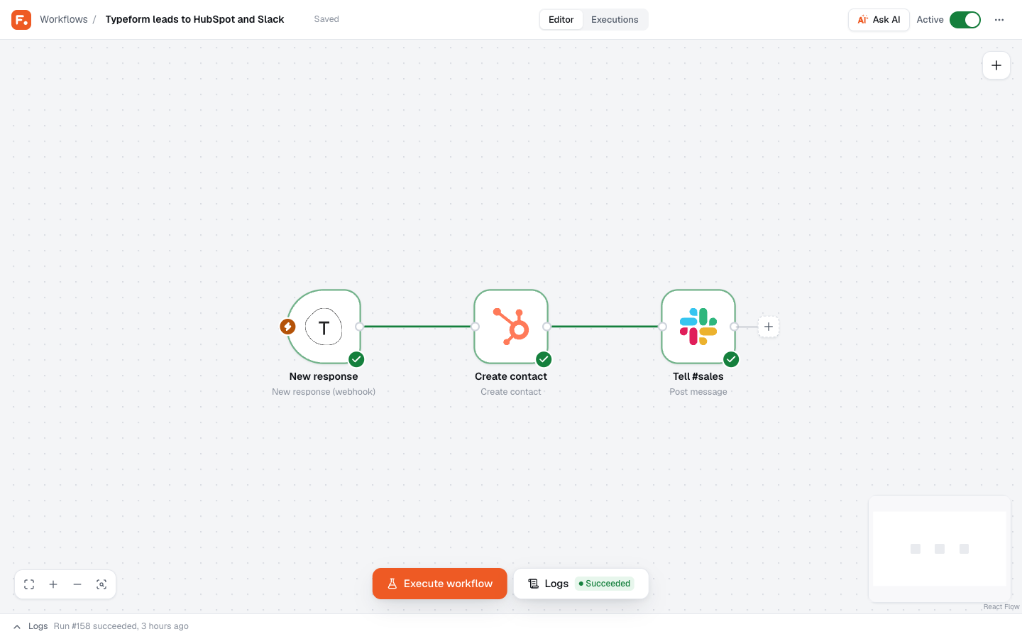 The workflow builder canvas