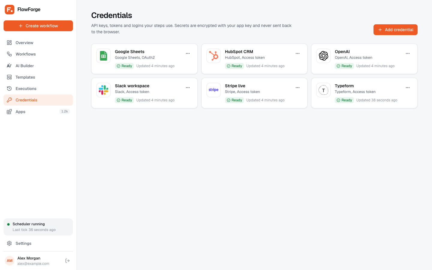 The credentials page