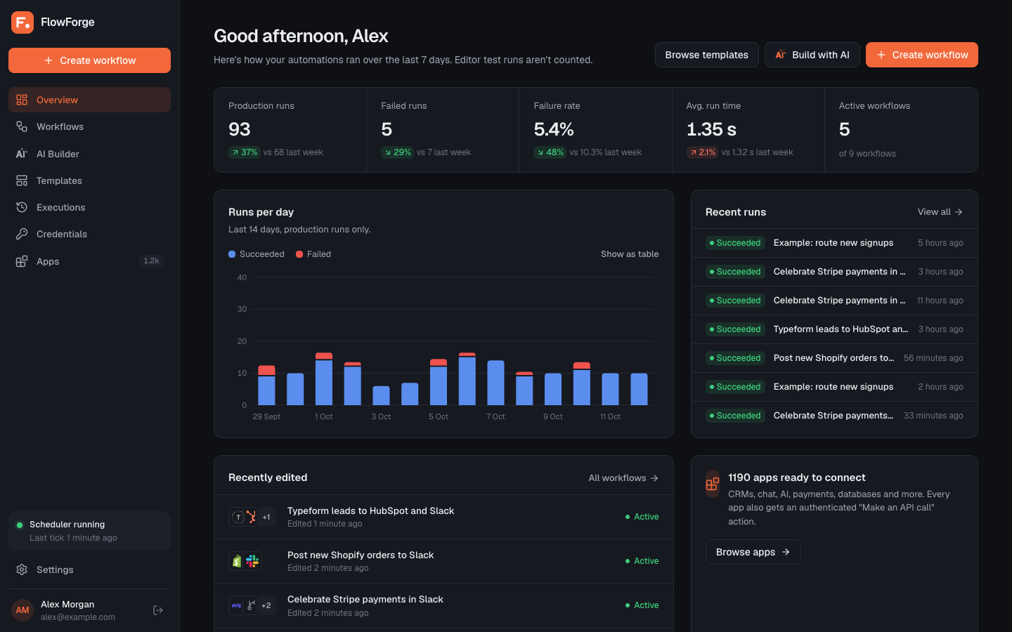 FlowForge in the dark theme